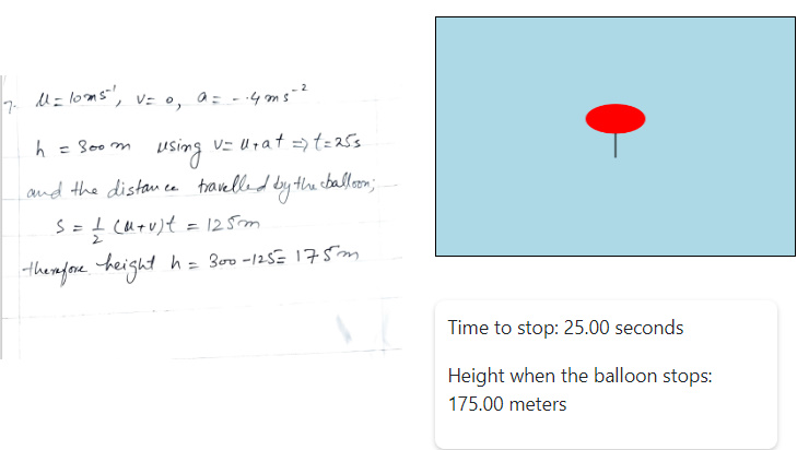 A balloon at a height of 300 m is descending at 10 ms and decelerating at a rate of 0.4 ms 2.