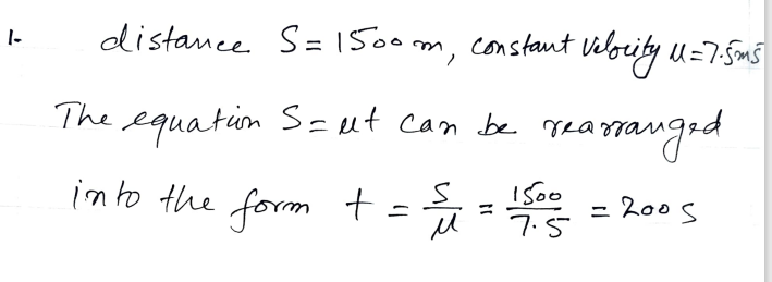 Douglas Quadling Mechanics 1 
Exercise 1A Q1