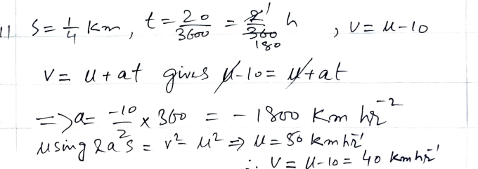 Douglas Quadling Mechanics 1 
Exercise 1C Q11