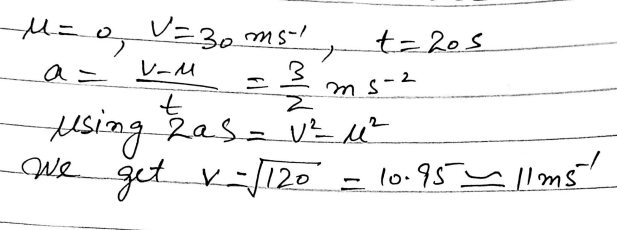 A car starts from rest at the point A and moves in a straight line with constant acceleration for 20 seconds until it reaches the point B.