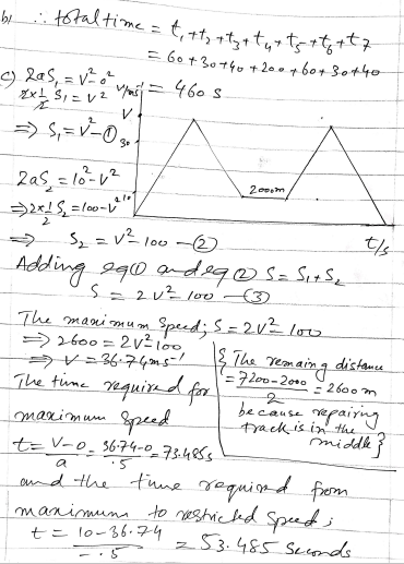 Douglas Quadling Mechanics1 Miscellaneous Exercise1 Q10(b)&Q10(c)
A train travels from a station P to the next station Q, arriving at Q exactly 5 minutes after leaving P.